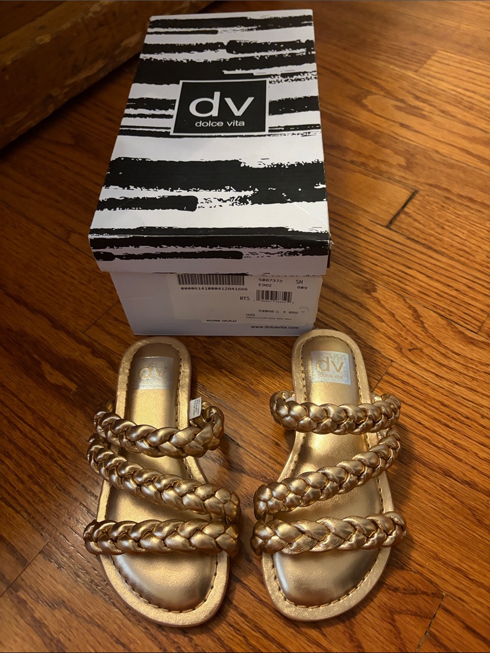 Dolce Vita Gold Braided Slide Sandals sz 11
